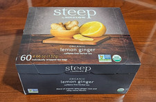 Steep by Bigelow Organic Lemon Ginger Herbal Tea 60 Ct Caffeine Free Exp 11/2028