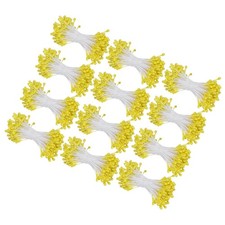 1800 Pack Artificial Flower Stamen Kit 3mm Mini Double Heads Pistil Yellow