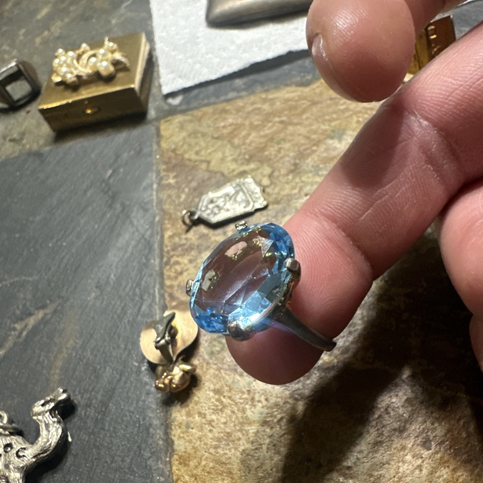 Large Statement Ring Featuring Large Blue Topaz - image 2