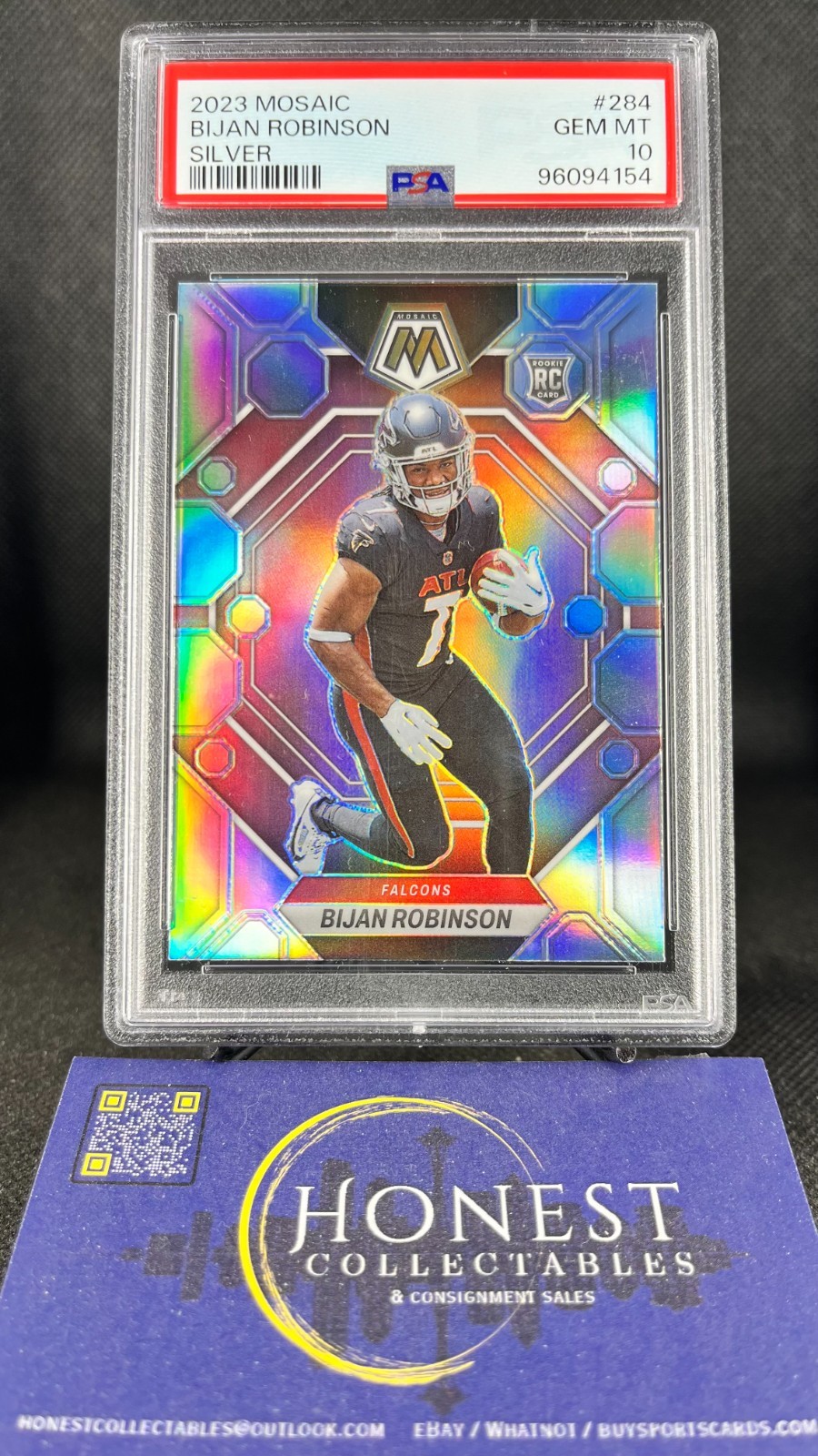 Bijan Robinson (RC) Grade Gem 10 - 2023 Panini Mosaic Silver Prizm Rookie #284