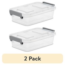2 pack Modular 2.7 Quart Small Latching Storage Bin, Clear Plastic Storage