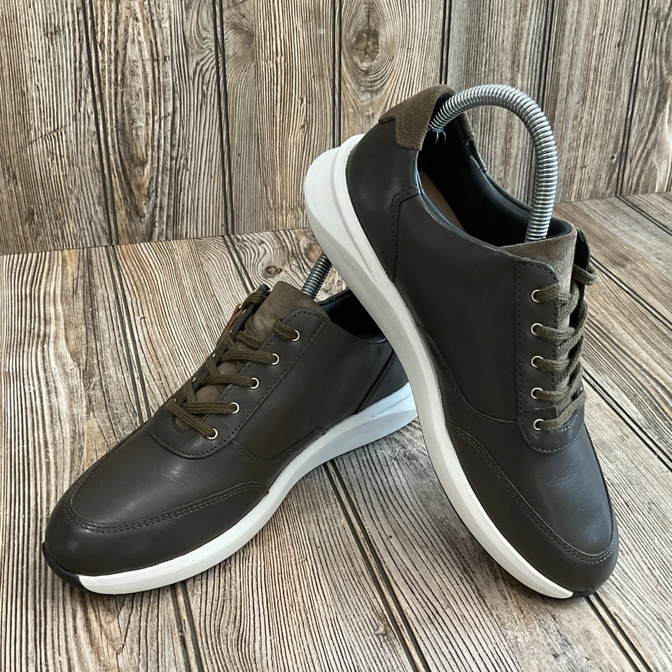CLARKS женщин Un Rio молнии оливковый зеленый кожаный комфорт низкий кроссовки обувь размер 7,5 - Изображение 4 из 4