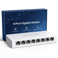 8 Interrupteur Ethernet Port Gigabit – Hub de commutation réseau non géré, Ethern de bureau...