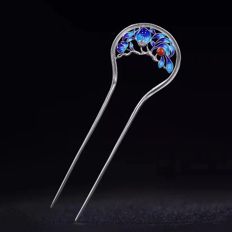 Cloisonne Enamel Peony Flower Hairpin Hairpin Vintage Hanfu Accessories Women Foto 2 de 4