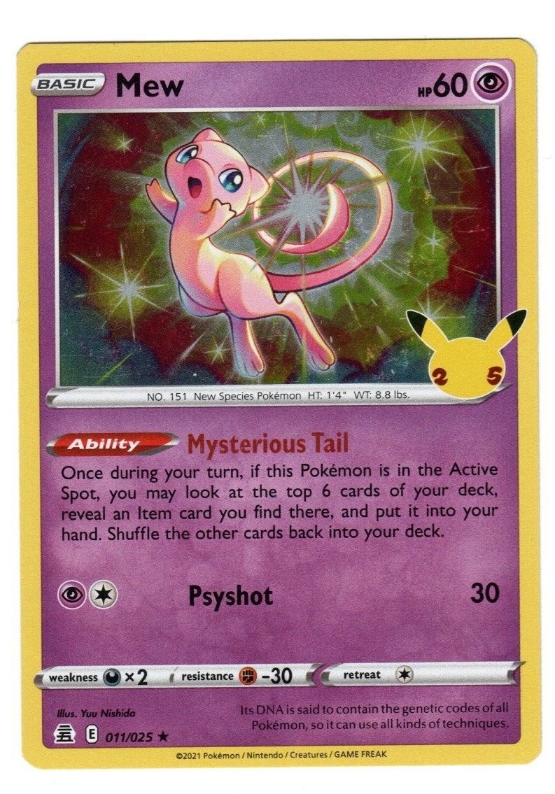 Pokemon Mew 011/025 SWSH Celebrations Holo Rare Pokemon Card Near Mint FREE S&H
