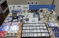Estate Sale Coins Lot, Many Silver Coins, Currency, Foreign, Medals, Lincoln Set
