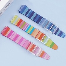 17/19mm Watch Strap PVC Compatible For Swatch Watches Easy Attach Detach