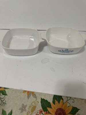 Blue cornflower 7 x 7 dishes white with a blue pattern. The other one is plain w