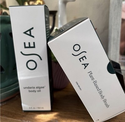 OSEA Undaria Algae Body Oil 5 oz & Plant Based Body Brush Gift Set Bundle