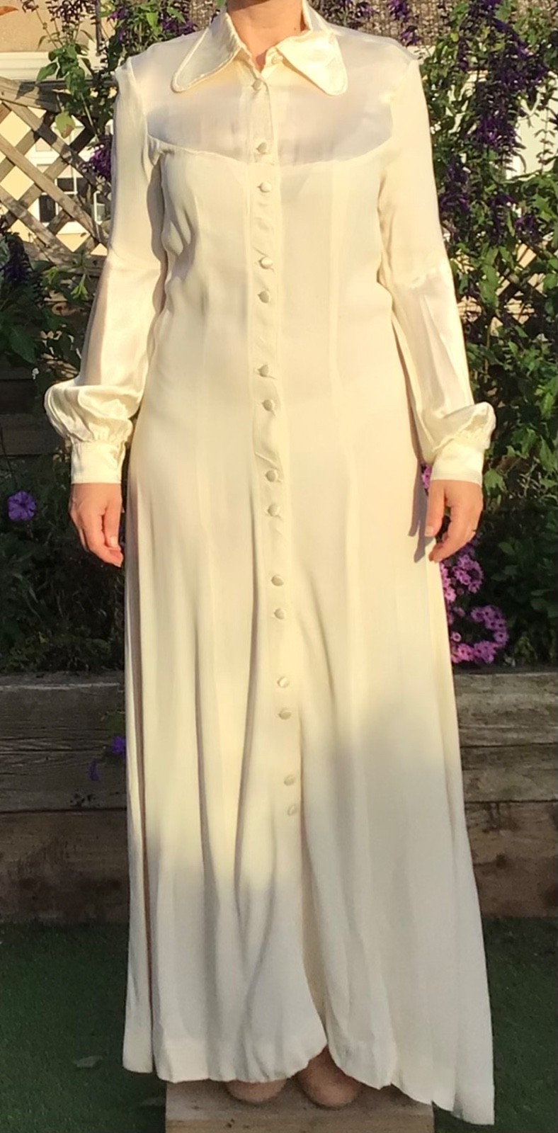 Rare Vintage Ozzie Clark for Radley Moss Crepe and satin Wedding dress