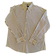 Ben Sherman Dress Shirt Men's Size XL Button up Yellow Stripe Long Sleeve Cotton