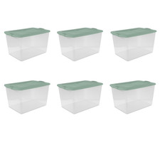 6 Pcs Sterilite Large Latching Storage Bin 66 Qt Clear Plastic Storage Container