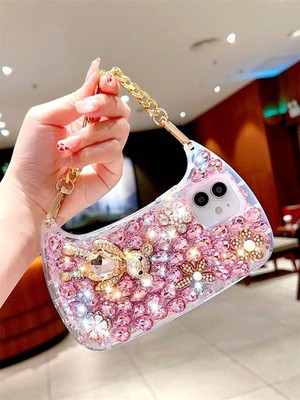 Pink Rhinestone Bear Bag Design iPhone Case   Shockproof & Stylish Cover