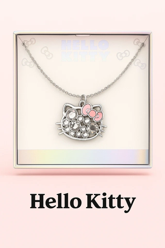 Collar y colgante Hello Kitty pedrería lazo rosa, belleza absoluta Foto 2 de 4