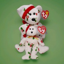 Ty 1998 Holiday Teddy Beanie Baby  Jingle Beanies Ornament Bear Lot of 2 MWMT