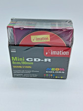 Imation Mini CD-R 185MB 21 Minute 8cm/80mm Neon Colors Pack of 5 New Sealed
