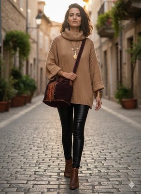 Burgundy Shoulder Bag Women Bucket Drawstring Fringe Studded Geometric Boho