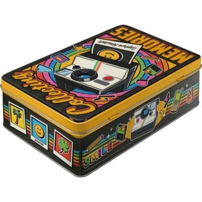 Polaroid Vorratsdose Metall 23 cm Hoard Box flach Collecting Memories