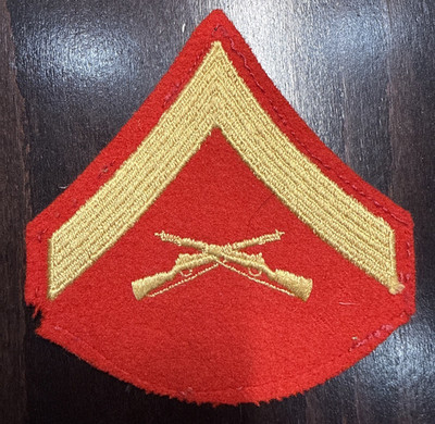 MARINE CORPS Rank LANCE CORPORAL Single Patch One Stripe Gold~Red