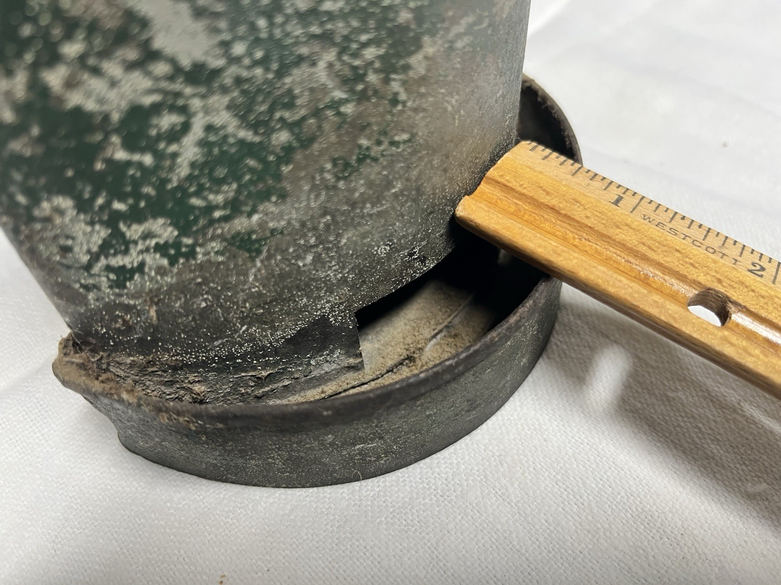 Antique Galvanized Tin Chicken Waterer w Original Green Paint Poultry. Primitive