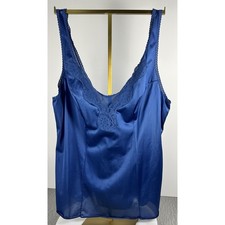 Vassarette Quintessence Blue  Lace Camisole Slip Top Cami Tank SZ 36 Vintage