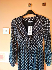 black and white reyon long evening dress