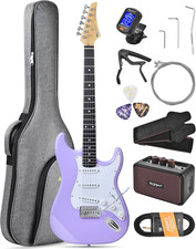 Beginner Electric Guitar Complete Kit with Portable Amp, Padded Gig Bag  Full A
