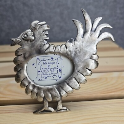 Vintage Pewter Folk Frames Ruth Reynolds Darby Chicken Rooster Bird 4''