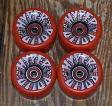 4 RED HYPER ROLLO 62MM ROLLER SKATE WHEELS 78A & BONE REDS BEARINGS