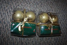 Set of 8 shatterproof ornaments 2" gold glitter ball NIB