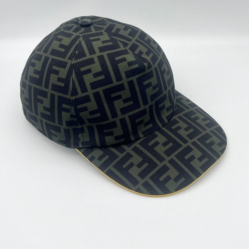 Echte FENDI Zucca khaki schwarz gelb Canvas Cap Vintage - Bild 6 von 13