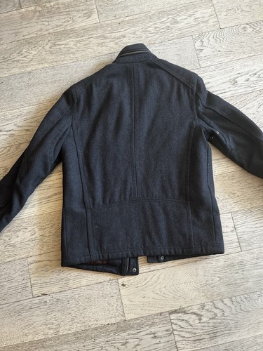 Cole Haan Charcoal Gray Wool Blend Zipper Pockets Purple Lining Winter Jacket M - Picture 4 of 6