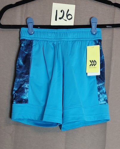 All in Motion Boy Size XS 4-5 Court Shorts Basketball Turquoise - Picture 1 of 5