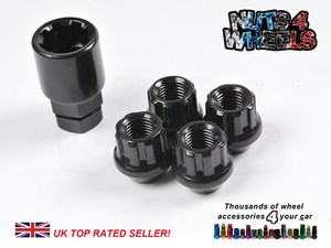Black Open Locking Wheel Nuts Steel 12x1.25 D1sp Fits Subaru Impreza STI WRX 93