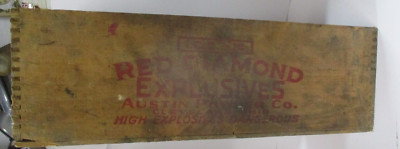 VTG RED DIAMOND EXPLOSIVES AUSTIN POWDER CO. CLEVELAND OH Wooden Crate Wood Box