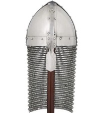 Elmetto a spangen con cotta a catena, elmo medievale, elmetto da combattiment...