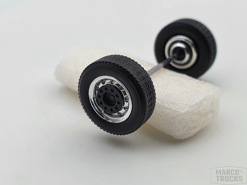 Herpa Radsatz chrom/schwarz Breitreifen Vorderachse Aufliegerachse 690101d /HR25