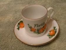 Vintage Florida Souvenir Oranges Cup & Saucer Made In USA by Chateau China