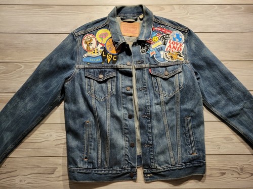 Patched Trucker Denim Jacket Mens 