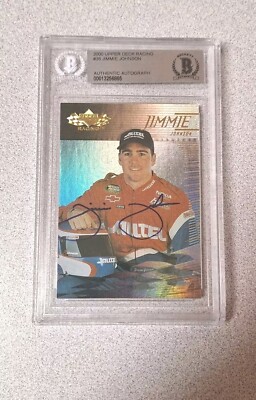 Jimmy Johnson Rookie Card 2000 Upper Deck Jimmie Johnson Signed Rookie Card Beckett Encapsulated ...