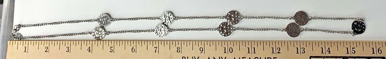 Silvertone Hammered Circle Statement Necklace - image 4