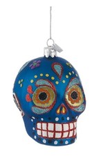Day of The Dead Sugar Skull-Blue-Glass Christmas Ornament by Kurt Adler NB0830