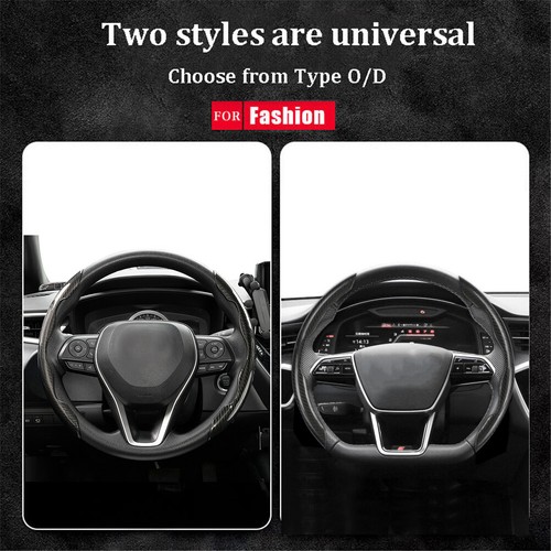 2x 15''black Car Steering Wheel Booster Cover Carbon Fiber Anti-slip Accessories - Picture 2 of 11