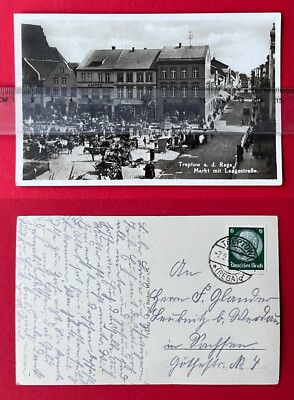 Photo postcard Treptow on the Rega 1934 busy view of the market (147017
