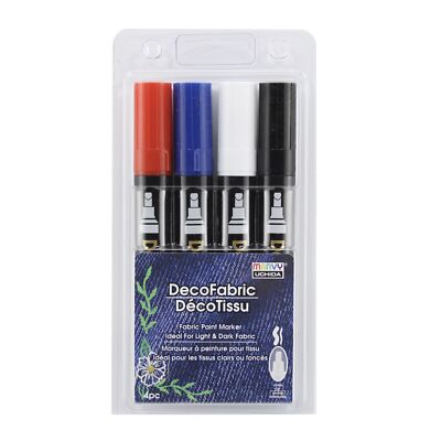 Uchida DecoFabric Opaque Paint MarkerChisel Tip 4/Pkg-Primary Colors(Pack of 1)