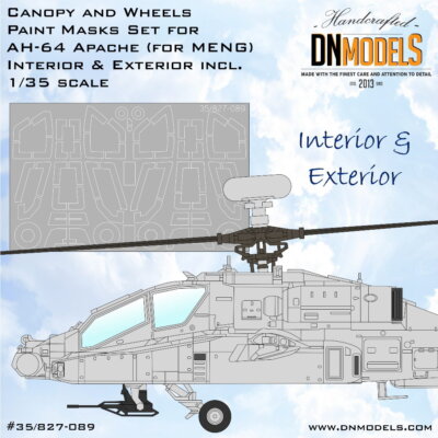 DN 1/35 Apache AH-64 Canopy & Wheels Paint Masks Set for Meng kits