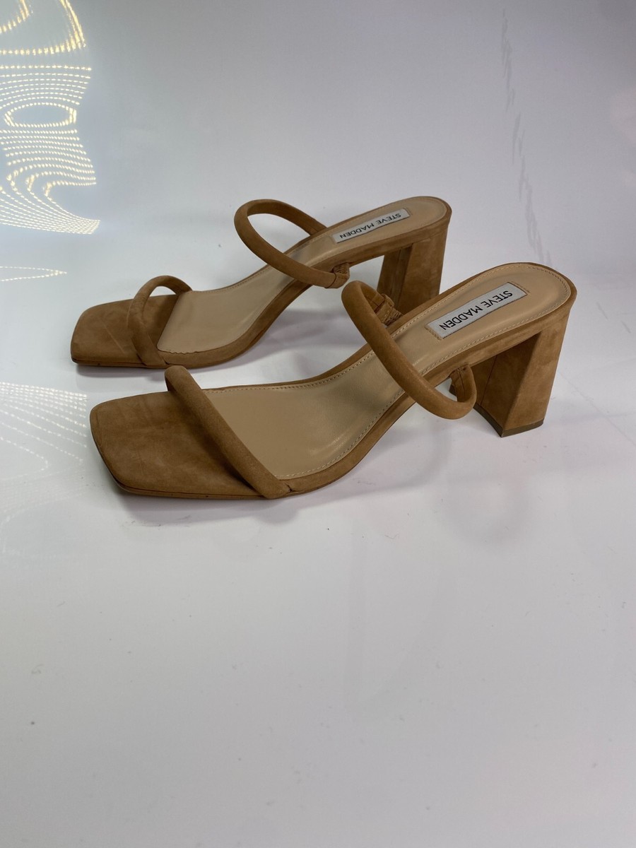 Steve Madden Women's Lilah Heel Square Toe Brown Sandal Sz