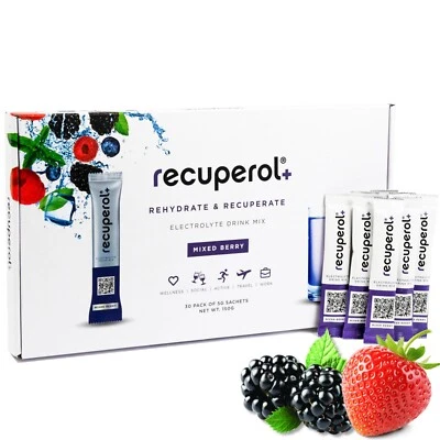 Recuperol Rehydration & Recovery Electrolytes Powder Drink Mix - 30 Pack