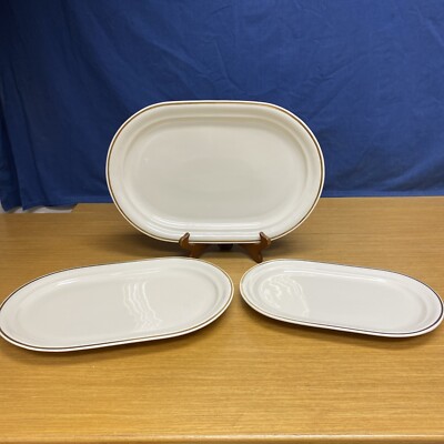 3 Vtg. Weimar Feodora Goldreif Ivory 16 1/2  - 15  - 13  Oval Serving Platter s