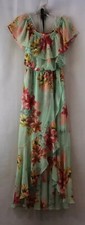 NEW NWT Women's Express Mint Green Off The Shoulder Ruffle Maxi Dress Size XS